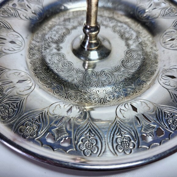 Vintage Viking Plate Handled Tray Dish Cut Out Design EP Copper 7 Inches - Picture 4 of 7